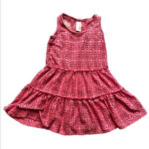 Cat & Jack Toddler Girls 4/5 Pink Crochet Lace Tiered Beach Cover-Up Dress